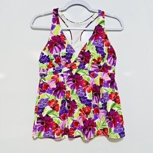 Lands End Floral Bikini Swim Top Tankini